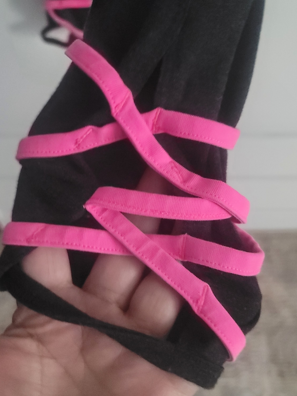 Black Leggings Yoga Pants  with Pink Accents - PINK Victoria's Secret Graphic - Picture 8 of 9